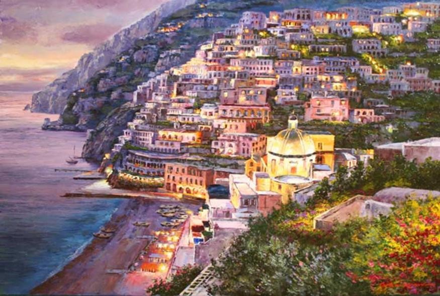 Leroy Neiman positano twilight